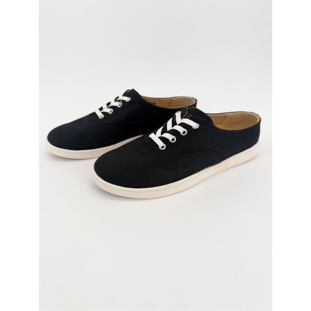 Spenco Khloe Kick Orthotic Low Back Slip On Canvas Sneaker Black White 7.5 NEW